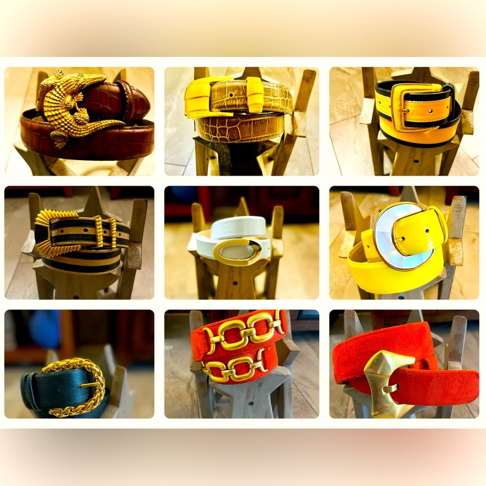 8 vintage Carlisle belts small & xs genuine leather lot